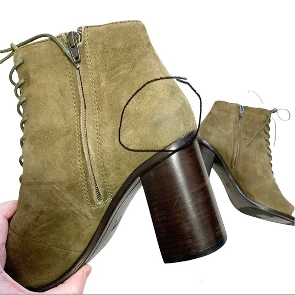 Frye Amy Peep Toe Suede Lace Up Heeled Ankle Boot Size 7 - Picture 5 of 17